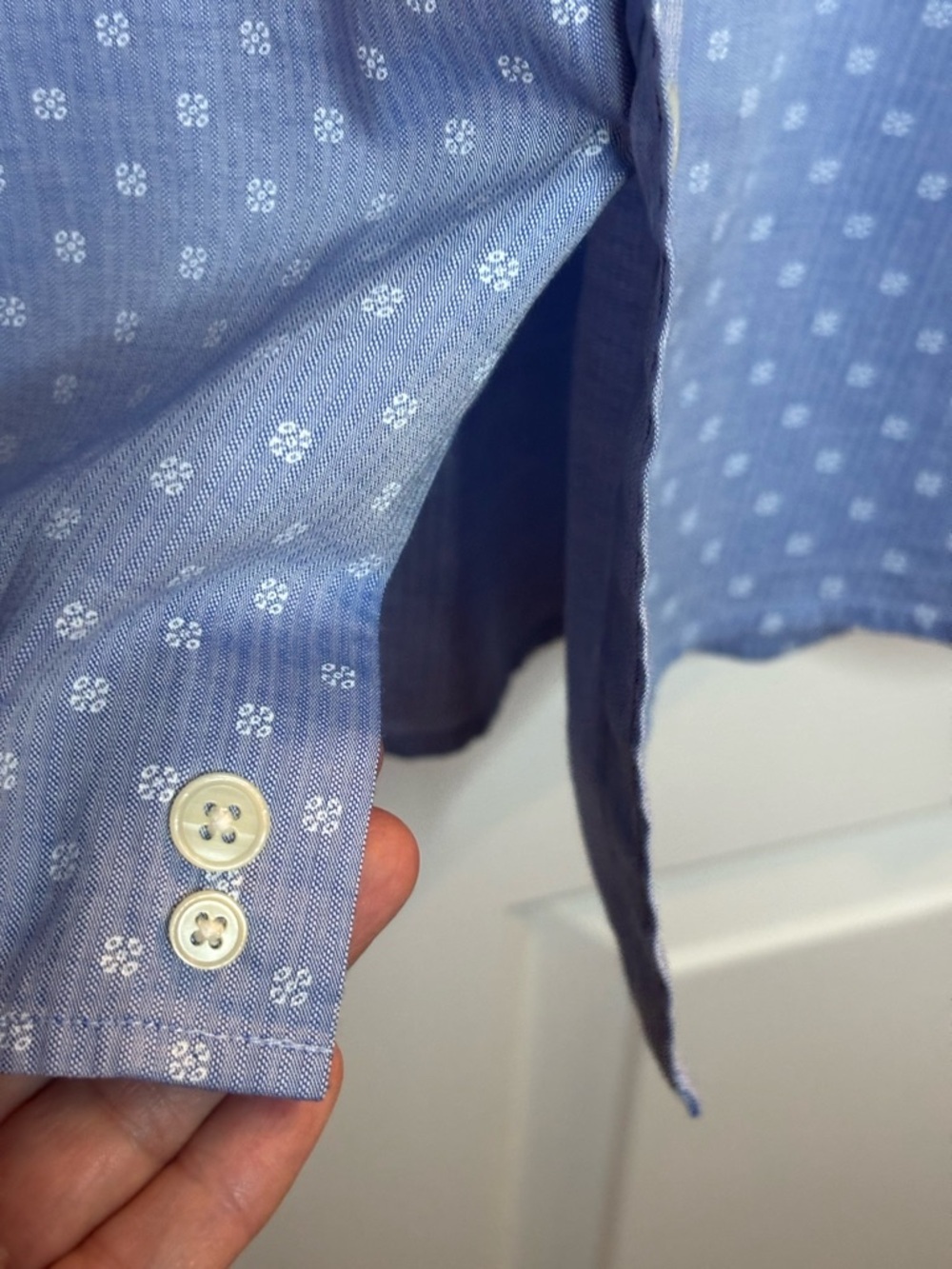 NWOT Z Zegna Light Blue Cotton Micro-Pattern Dress Shirt SIZE XXL - Picture 7 of 11